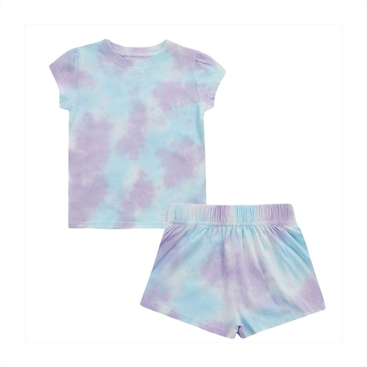 Girls' Purple Tie Dye Short Set
