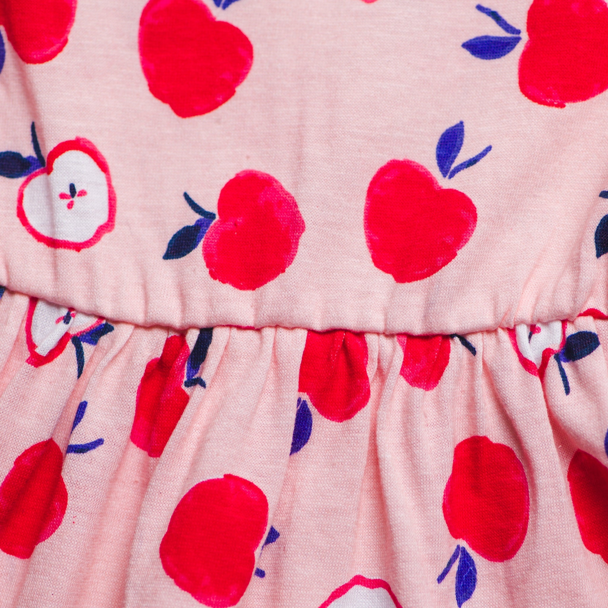 Girls' Apple Print Sleeveless Cotton Dress