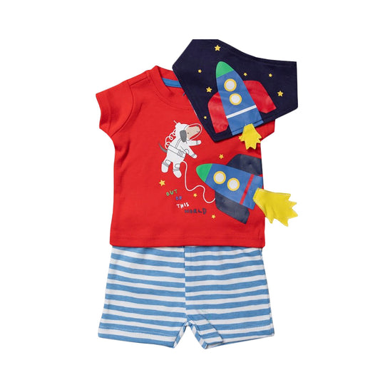Baby Boys' Outer Space Short Set With Bib