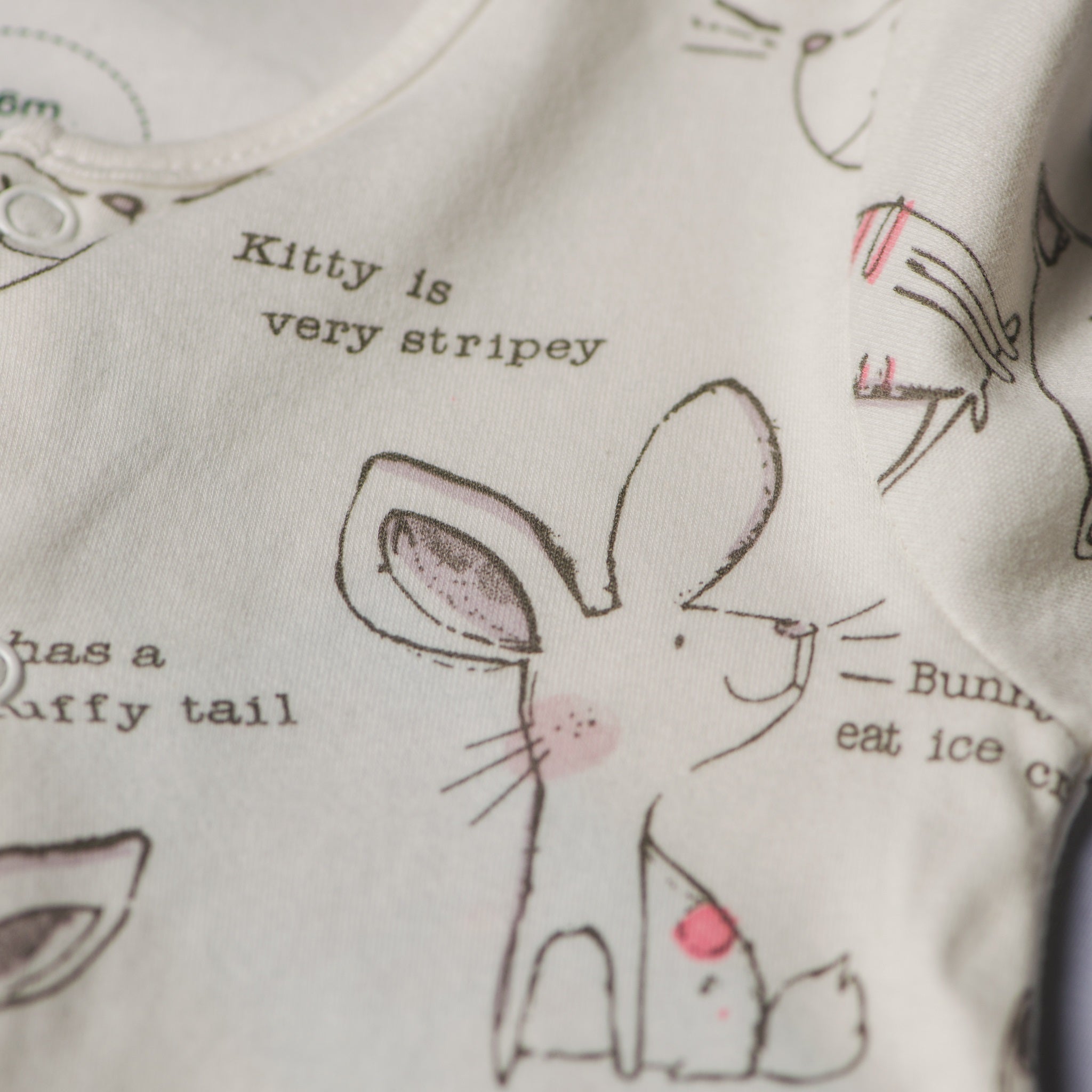 Bunny Print Long Sleeve Cotton Jumpsuit