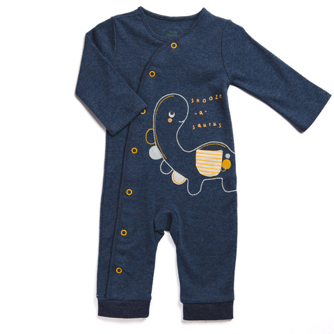 Blue Dino Long Sleeve Baby Jumpsuit