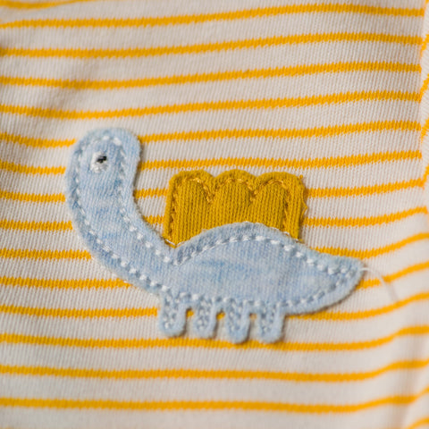 Yellow Dino Long Sleeve Baby Jumpsuit