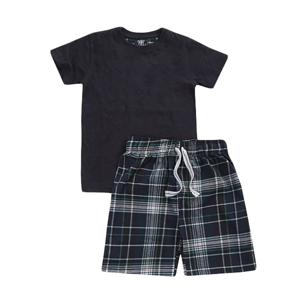 Boys' Navy Blue Plaid T-Shirt & Short Set