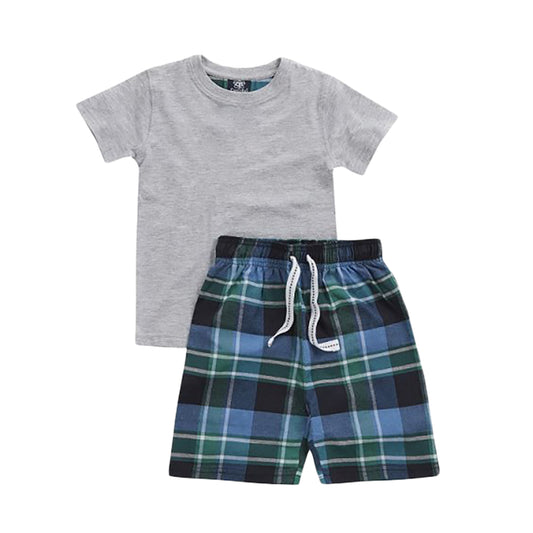 Boys' Grey Plaid T-Shirt & Short Set