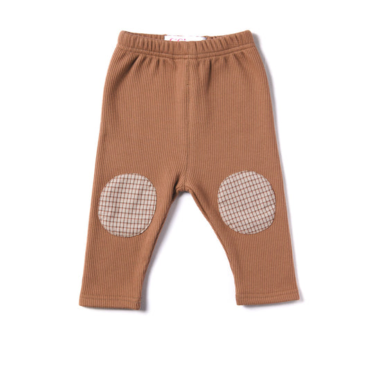 Ribbed Brown Patchwork Baby Pants