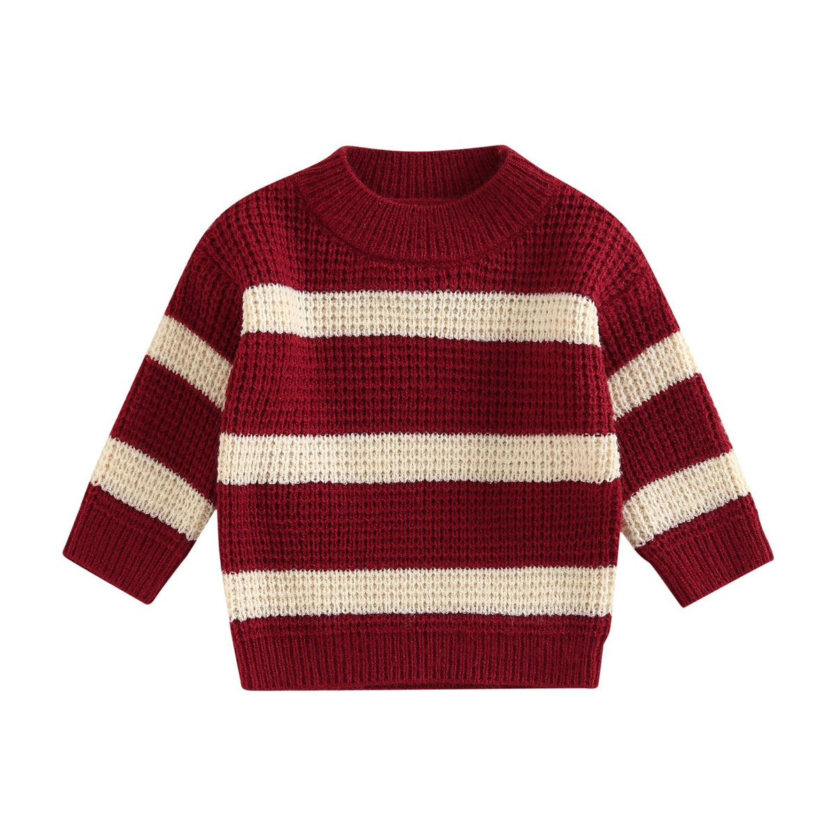 Boys Loose Burgundy Stripe Sweater