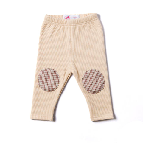 Ribbed Cream Patchwork Baby Pants