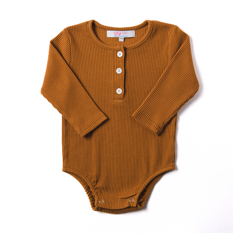 Brown Thermal Long Sleeve Baby Bodysuit