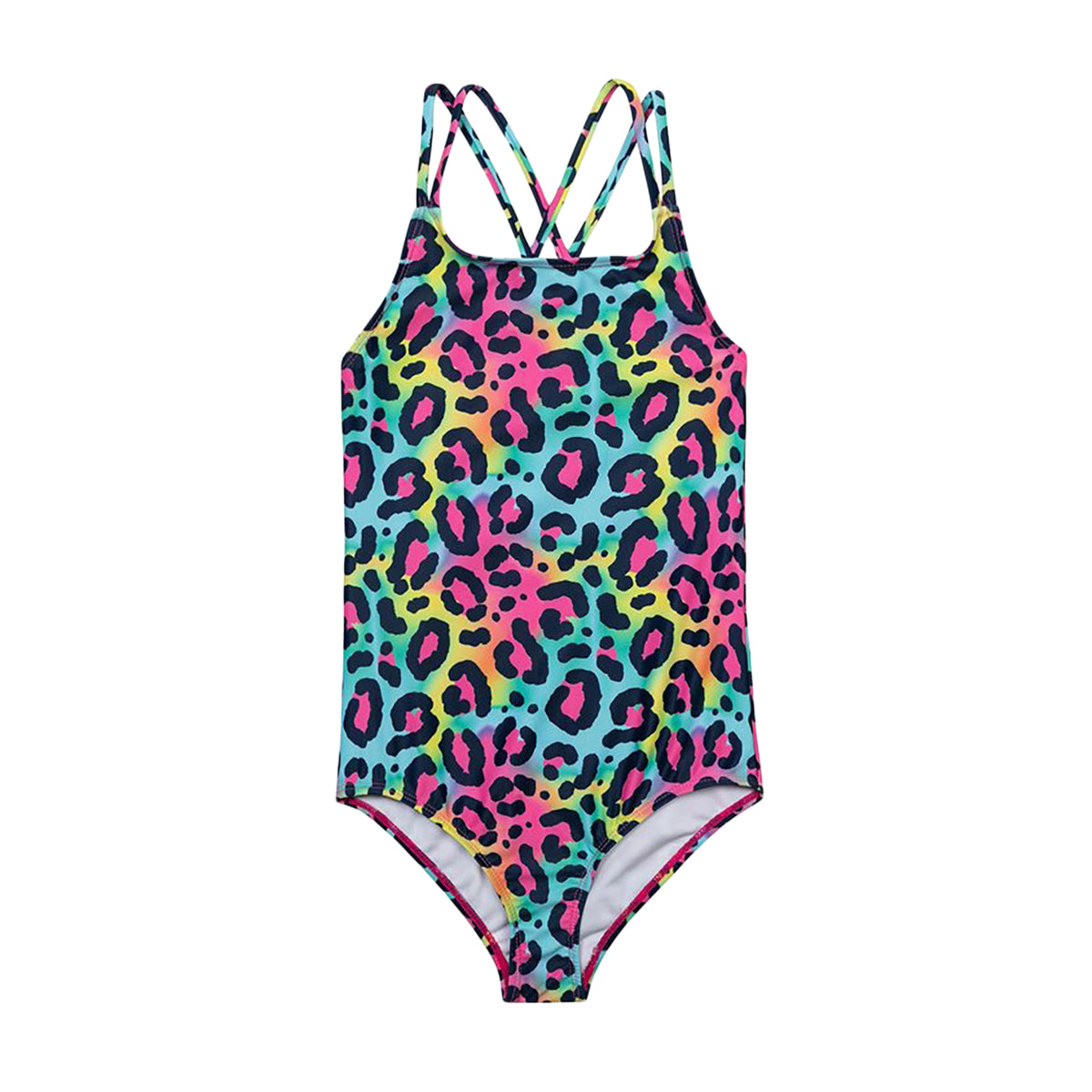 Girls' Rainbow Leopard One-Piece Swimsuit