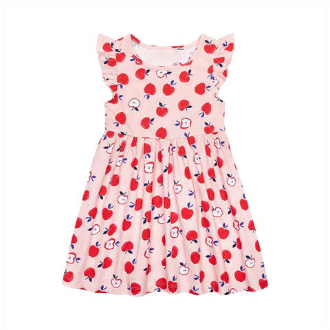 Big Girls' Apple Print Sleeveless Cotton Dress