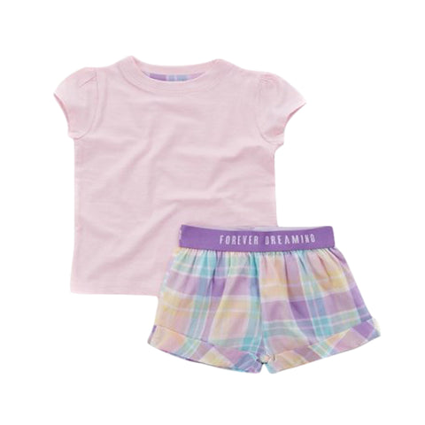 Girls' Purple Plaid T-Shirt & Short Set