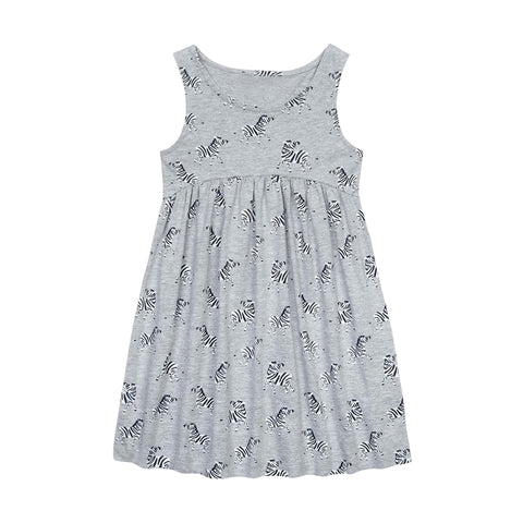 Girls' Zebra Print Sleeveless Cotton Dress