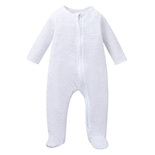 White Zipped Long Sleeve Baby Jumpsuit