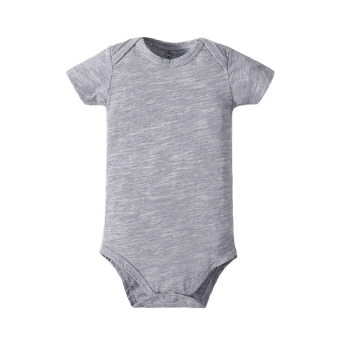 Gray Short Sleeve Baby Bodysuit
