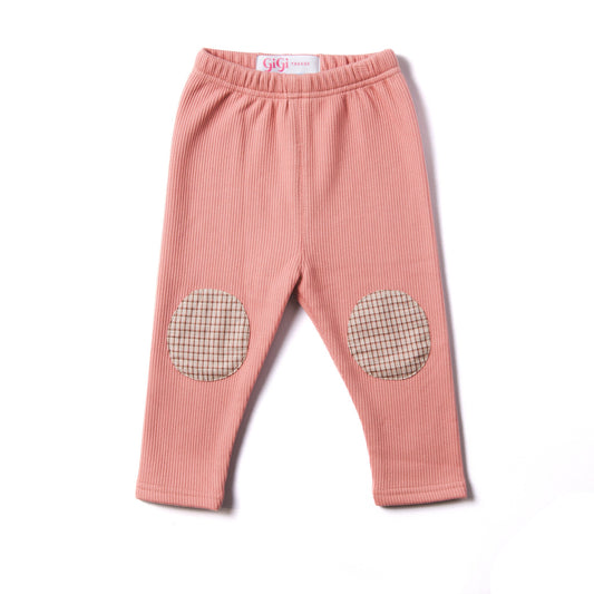 Ribbed Pink Patchwork Baby Pants