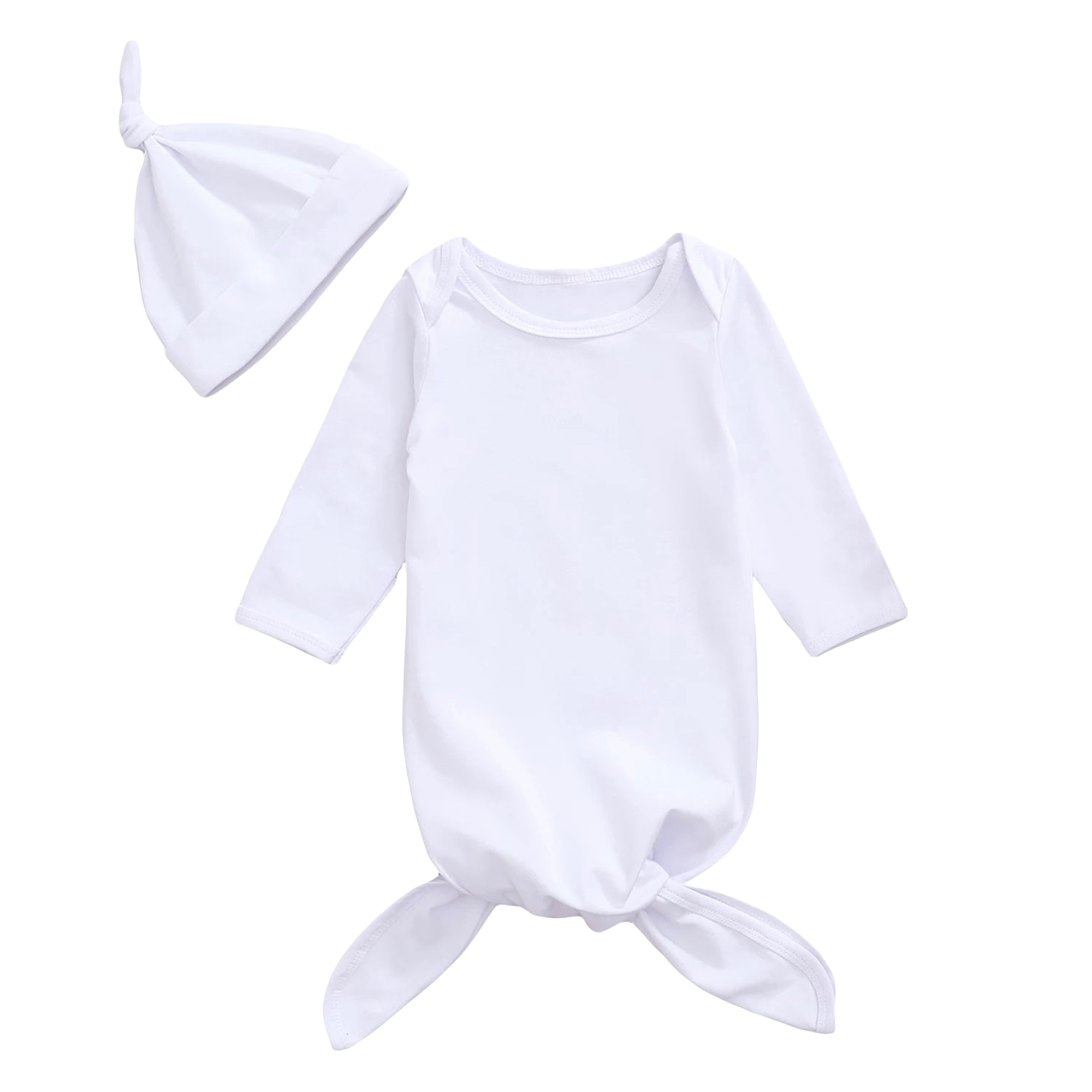 Newborn White Swaddle Gown & Hat Set