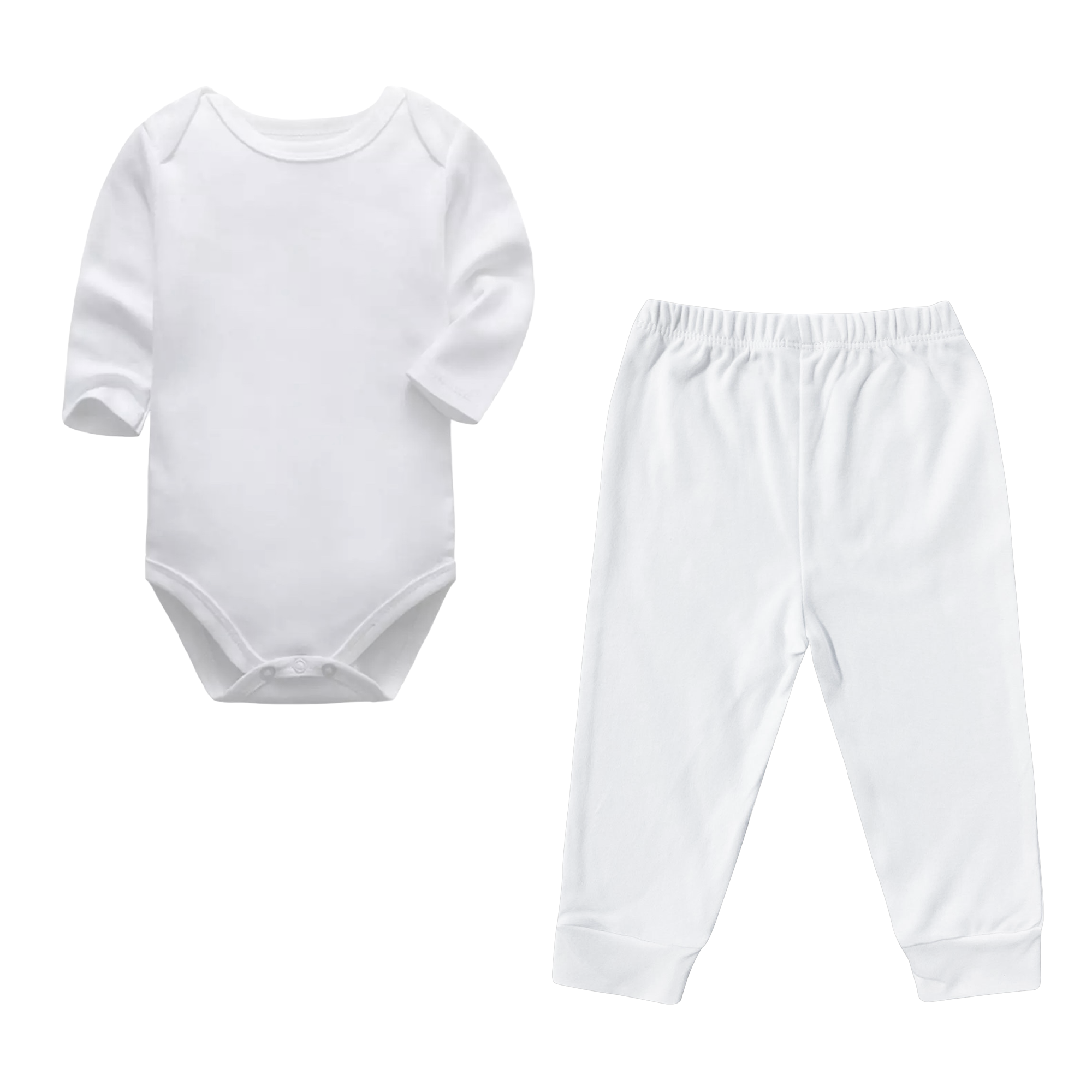 White Long Sleeved Baby Onesie & Pant Set