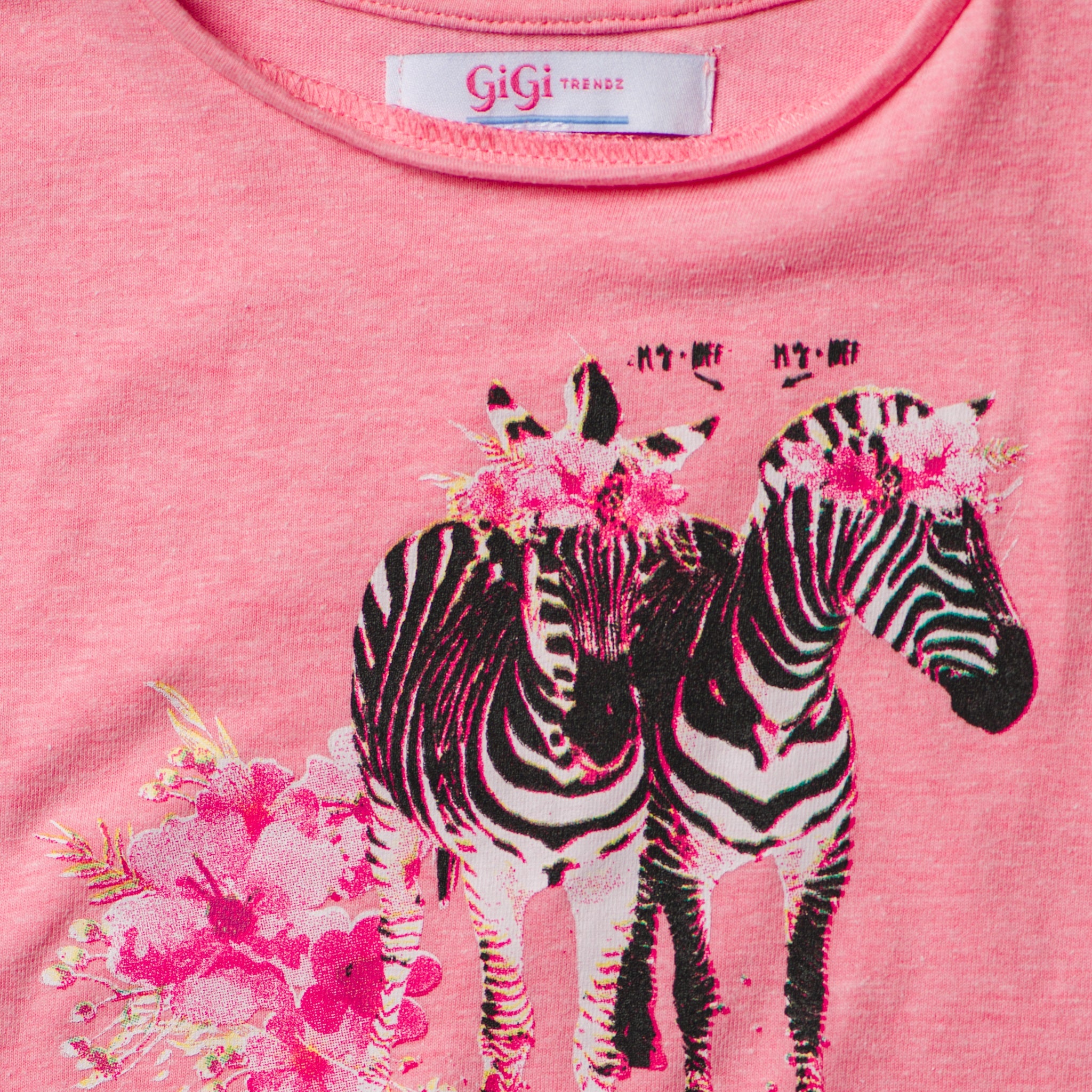 Girls' Zebra Floral Crown Short Sleeve T-Shirt